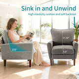 Modern Fabric Accent Chair w/ Supportive Backrest & Wood Arms