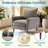 Modern Fabric Accent Chair w/ Supportive Backrest & Wood Arms