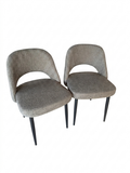 Modern Upholstered Dining Chairs Set of 2 Gray Fabric Black Legs