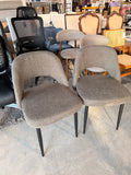 Modern Upholstered Dining Chairs Set of 2 Gray Fabric Black Legs