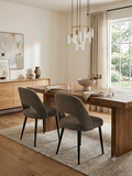Modern Upholstered Dining Chairs Set of 2 Gray Fabric Black Legs