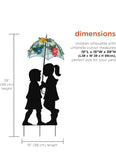 Reduced - floor model - 39" Tall Outdoor Solar Powered LED Lights Girl and Boy Silhouette with Umbrella Yard Statue