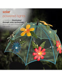 Reduced - floor model - 39" Tall Outdoor Solar Powered LED Lights Girl and Boy Silhouette with Umbrella Yard Statue