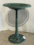 Alpine Corporation TEC116 Outdoor Aged Green Pedestal Birdbath with Scrollwork, 28" Tall, Green