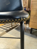 Cobbler Black 30" Faux Leather Bucket Seat With Baseball Stitch Barstool With Back Set Of 2
