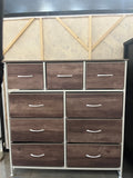 9 Drawer Rustic Fabric Dresser Storage Organizer Bedroom Chest Cabinet VO
