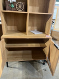Farmhouse Storage Cabinet Bookshelf with Doors Open Shelves Display Organizer Oak Finish