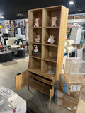 Farmhouse Storage Cabinet Bookshelf with Doors Open Shelves Display Organizer Oak Finish