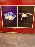 Solar White LED Hummingbird and Flower