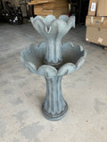 Alpine Outdoor Grey Two Tier Pedestal Fountain, 36 Inch Tall, Powered by a Solar Panel with its own Stand and Battery Pack