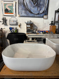 19.7” Wide, 15.7” Deep Essential White Rectangle Round Corners Ceramic Single Vessel Bowl Sink, Spa Ambiance