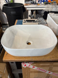 19.7” Wide, 15.7” Deep Essential White Rectangle Round Corners Ceramic Single Vessel Bowl Sink, Spa Ambiance