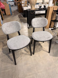 Modern Upholstered Dining Chairs Set of 2 Gray Fabric Black Wood Accent Chairs