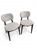 Modern Upholstered Dining Chairs Set of 2 Gray Fabric Black Wood Accent Chairs