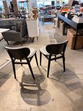 Modern Upholstered Dining Chairs Set of 2 Gray Fabric Black Wood Accent Chairs