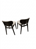 Modern Upholstered Dining Chairs Set of 2 Gray Fabric Black Wood Accent Chairs