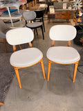 Modern Upholstered Dining Chairs Set of 2 Cream Fabric Wood Accent Chairs
