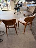 Modern Upholstered Dining Chairs Set of 2 Cream Fabric Wood Accent Chairs
