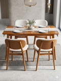 Modern Upholstered Dining Chairs Set of 2 Cream Fabric Wood Accent Chairs