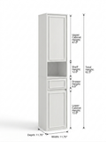 Slim White Linen Cabinet Storage Tower with Drawer & Open Shelf Organizer