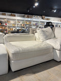 36”L-Armless Lounge Chair in Cream Textured Fabric – Modular Oversized Chaise Accent Chair