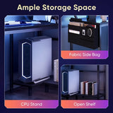 40” Reversible L-Shaped Gaming Desk with LED Lights, USB Charging & Storage Shelves