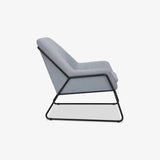 Feather Bronson Lounge Chair – Blue-Grey Fabric Armchair – Mid-Century Modern Accent Chair