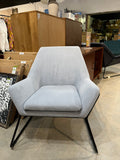 Feather Bronson Lounge Chair – Blue-Grey Fabric Armchair – Mid-Century Modern Accent Chair
