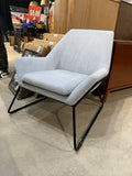 Feather Bronson Lounge Chair – Blue-Grey Fabric Armchair – Mid-Century Modern Accent Chair