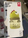 T-Rex Toby Straw Sippy Cups for Toddler No Spill for Baby 1+ Year Old Transition Weighted Sipand Strap 10oz/300ml Green 1 Count