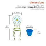 24” Daisy Flower Planter Stand Garden Decor Outdoor Metal Planter