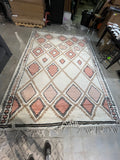 Natural Geometric Moroccan Shag Wool   Area Rug - 9’ x 12’