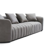 Modern Performance Leather Dark Grey, Gray MC 4 - Seater Bas Sofa Couch, Living Room, Office