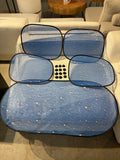 5pc Car Window Sunshade Set (Water Drop Blue) | UV Heat Block Privacy 17 x 14 Inch Baby Car Window Shades with 12 Suction Cups Sun and Protection for Child Kids