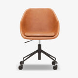 EQ3 Nixon Office Chair – Modern Ergonomic Swivel Chair in Brown Synthetic Leather with Black Metal Base