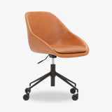 EQ3 Nixon Office Chair – Modern Ergonomic Swivel Chair in Brown Synthetic Leather with Black Metal Base