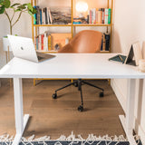 EQ3 Nixon Office Chair – Modern Ergonomic Swivel Chair in Brown Synthetic Leather with Black Metal Base