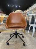 EQ3 Nixon Office Chair – Modern Ergonomic Swivel Chair in Brown Synthetic Leather with Black Metal Base