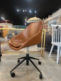 EQ3 Nixon Office Chair – Modern Ergonomic Swivel Chair in Brown Synthetic Leather with Black Metal Base