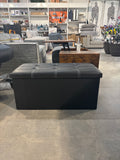 Black Faux Leather Storage Ottoman Bench Tufted Foldable Chest