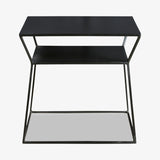 Fernish Midland Side Table – Modern Matte-Black Metal, Open Shelf, 19” Wide – Floor Model Used for Staging