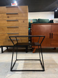 Fernish Midland Side Table – Modern Matte-Black Metal, Open Shelf, 19” Wide – Floor Model Used for Staging