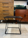 Fernish Midland Side Table – Modern Matte-Black Metal, Open Shelf, 19” Wide – Floor Model Used for Staging