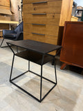 Fernish Midland Side Table – Modern Matte-Black Metal, Open Shelf, 19” Wide – Floor Model Used for Staging