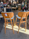 Bar stools - oak - set of 2 - mid century modern