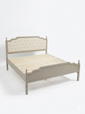 King Upholstered Tufted Panel Bed Frame, Cream Finish - new in box