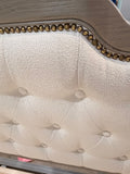 King Upholstered Tufted Panel Bed Frame, Cream Finish - new in box