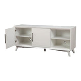 Alpine Furniture Tranquility TV Console Credenza – White Wood Media Cabinet with Shelves & Storage Drawers