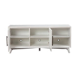Alpine Furniture Tranquility TV Console Credenza – White Wood Media Cabinet with Shelves & Storage Drawers