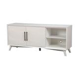 Alpine Furniture Tranquility TV Console Credenza – White Wood Media Cabinet with Shelves & Storage Drawers